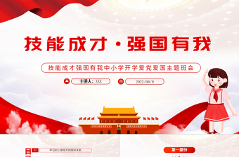 大气简洁技能成才强国有我PPT党政风中小学生开学爱党爱国主题班会课件模板
