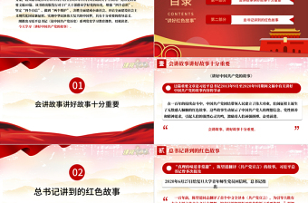 红色质感讲好红色故事PPT红色简洁重温红色故事弘扬革命精神传承红色基因激发奋进力量党课教育课件