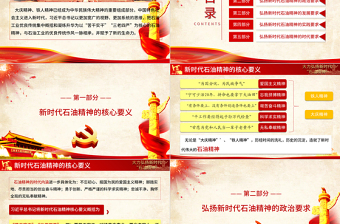 2021红色精美庆祝建党百年大力弘扬新时代石油精神PPT