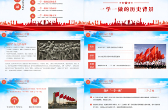 红色精美一学一做PPT红色学而信学而用学而行坚定不移维护党的领导地位共青团党课课件下载