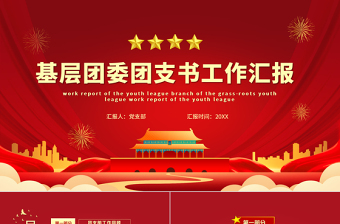 精美时尚团委工作总结PPT红色简洁共青团基层团支部团支书团委年终工作述职汇报模板