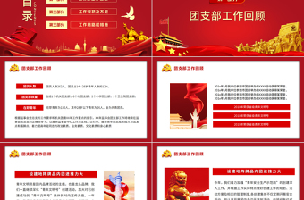 精美时尚团委工作总结PPT红色简洁共青团基层团支部团支书团委年终工作述职汇报模板