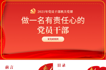 红色党建风做一名有责任心的党员干部PPT党支部党员干部机关党课课件