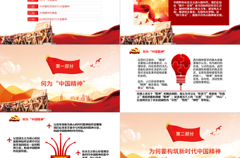 红色精美弘扬中国精神PPT构筑中国精神奋力圆梦伟大复兴爱国主义教育专题党课
