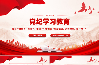 简洁大气要在“醒脑子、照镜子、撸袖子”中做到“学深悟透、对照检视、知行合一”PPT红色精美党纪学习教育课件