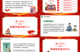 传家风立家训PPT红色发扬传统文化传承家风家训课件模板