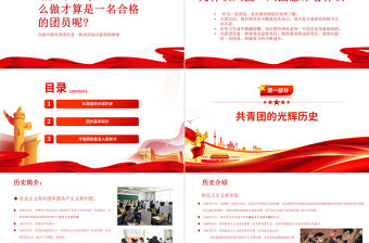 卡通精美第一党团课PPT红色大气2022年团员党员主题团日活动专题党课课件模板