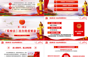 精美时尚学习解读中华人民共和国监察法ppt