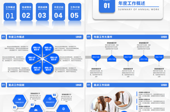 微立体蓝色简约年终总结工作总结PPT模板-版权可商用