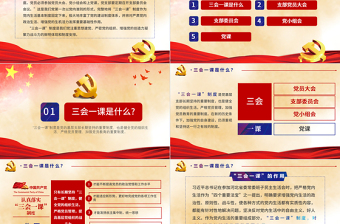 大气精美大气简约基层党支部党建工作三会一课框架完整PPT模板