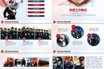 红色党政风原创公安局警察交警队特警派出所民警PPT模板-版权可商用