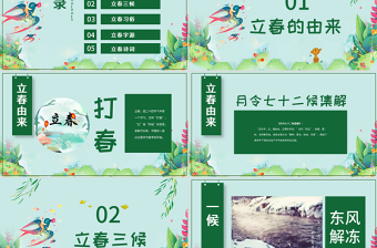 简约大气原创农历二十四节气立春的习俗养生PPT模板-版权可商用
