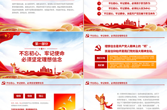 简洁实用原创不忘初心牢记使命坚守信仰信念勇于担当作为ppt-版权可商用
