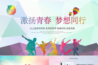 时尚大气青春活力正能量团委五四青年节共青团PPT模板