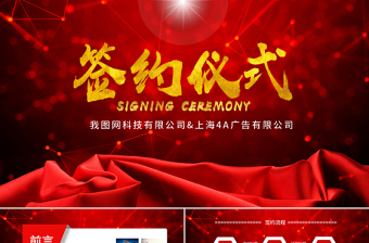 大气时尚大气喜庆企业战略合作启动仪式签约仪式PPT模板