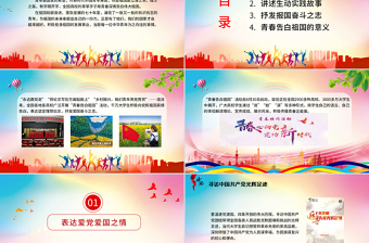 大气时尚青春告白祖国PPT红色昂扬共青团员大学生爱国实践故事报国奋斗之志团组织课件