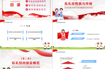 红色庄严争做新时代好少年PPT卡通风中国少年先锋队少先队队员队礼规范主题课件模板