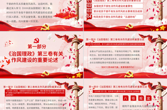 红色质感锲而不舍抓作风永不放松严党纪PPT模板-含讲稿