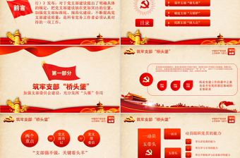 红色庄严原创党支部工作条例学习心得微党课交流PPT