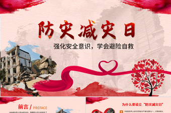 时尚大气原创512防灾减灾日地震安全教育主题班会-版权可商用