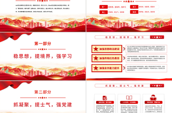 红色经典“党建品牌引领”工作法 PPT 红色 党政风特色主题 党日活动专题党课课件模板 ppt红色 党政风
