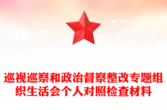 精选巡视巡察和政治督察整改专题组织生活会个人对照检查材料