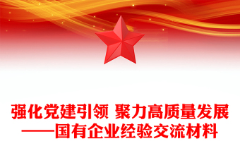 优秀强化党建引领 聚力高质量发展——国有企业经验交流材料