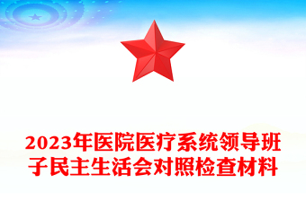 精品医院医疗系统领导班子民主生活会对照检查材料