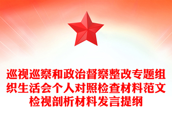 实用巡视巡察和政治督察整改专题组织生活会个人对照检查材料范文检视剖析材料发言提纲