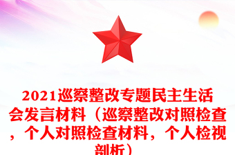 优质巡察整改专题民主生活会发言材料（巡察整改对照检查，个人对照检查材料，个人检视剖析）