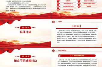 红色党政风《粮食节约和反食品浪费行动方案》PPT课件模板