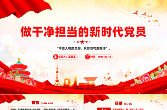 大气精美做干净担当的新时代党员PPT红色精美党性修养微党课