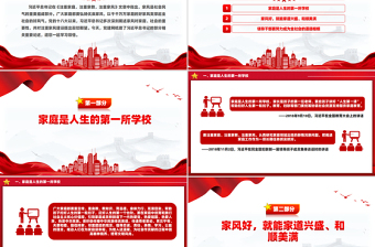 大气精美家风教育党课PPT以千千万万家庭的好家风支撑起全社会的好风气