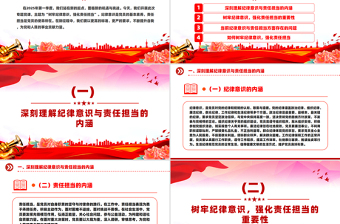 红色精美树牢纪律意识强化责任担当PPT党员干部纪律教育微党课