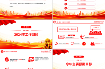 大气精美政府工作报告极简版PPT简洁风学习全国两会精神党课课件