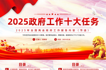 简约大气全国两会精神学习PPT2025政府工作十大任务专题课件