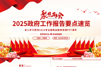 简约大气一文速览2025政府工作报告要点PPT党政风学习全国两会精神党课