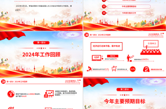 优秀极简版2025政府工作报告PPT大气精美全国两会精神要点学习党课