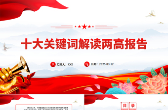 大气精美十大关键词解读两高报告PPT大气简洁两会党课