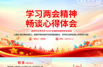 优质学习两会精神畅谈心得体会PPT学生党员学习2025两会精神体会合集