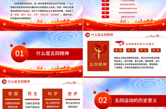 大气精美纪念五四运动106周年PPT简洁大气弘扬五四精神争做时代先锋专题团课