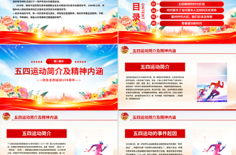 大气精美弘扬五四精神挥洒热血青春PPT纪念中国共青团106周年专题团课课件