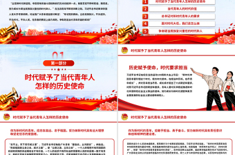 大气精美五四青年节PPT争做堪当民族复兴重任时代新人党课课件