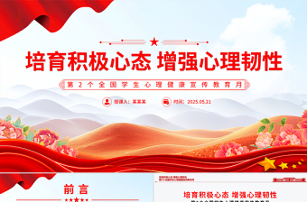 极简风培育积极心态增强心理韧性PPT第2个全国学生心理健康宣传教育月课件下载