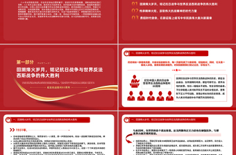 精美质感1945-2025纪念中国人民抗日战争暨世界反法西斯战争胜利80周年PPT党课