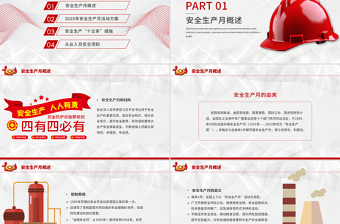 简洁大气安全生产月PPT人人讲安全个个会应急查找身边安全隐患宣传课件