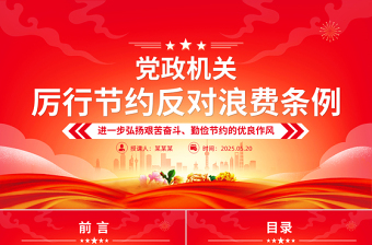 简洁大气《党政机关厉行节约反对浪费条例》PPT党课