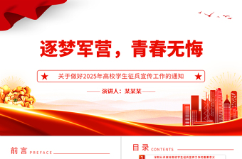大气时尚逐梦军营青春无悔PP关于做好2025年高校学生征兵宣传工作的通知课件