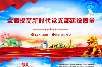 大气精美全面提高新时代党支部建设质量PPT党课下载