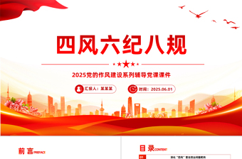 大气精美四风六纪八规党的作风建设党课PPT课件